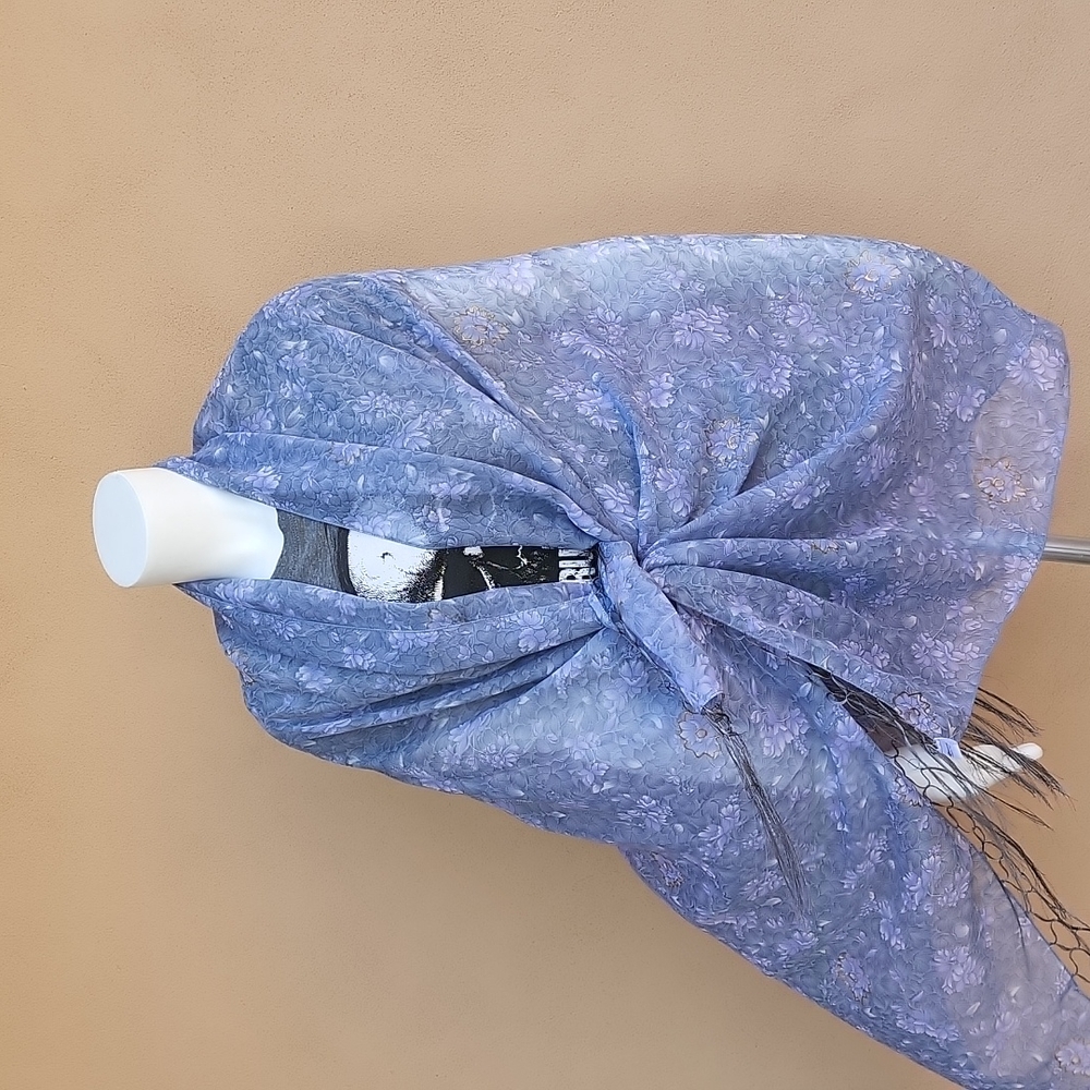 Oversized Handmade Scarf Wrap Sarong Cover Up from Indonesia Periwinkle Floral - Picture 4 of 16